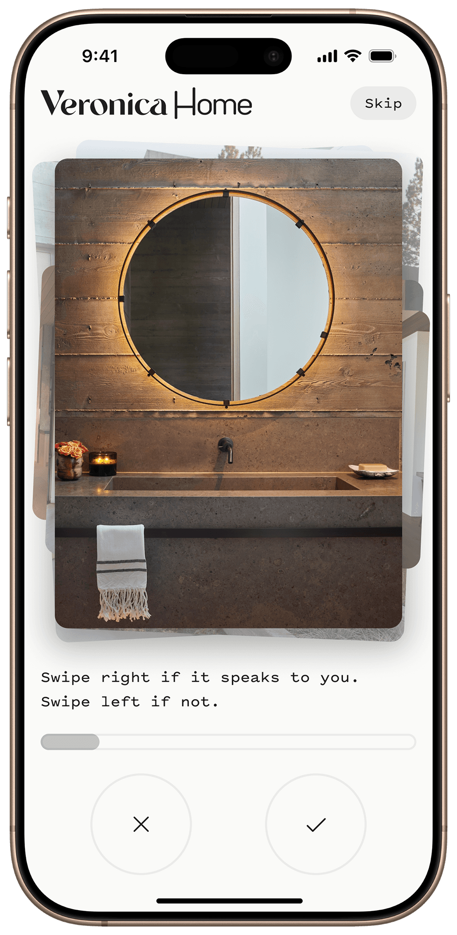 App swipe interface on a mobile device