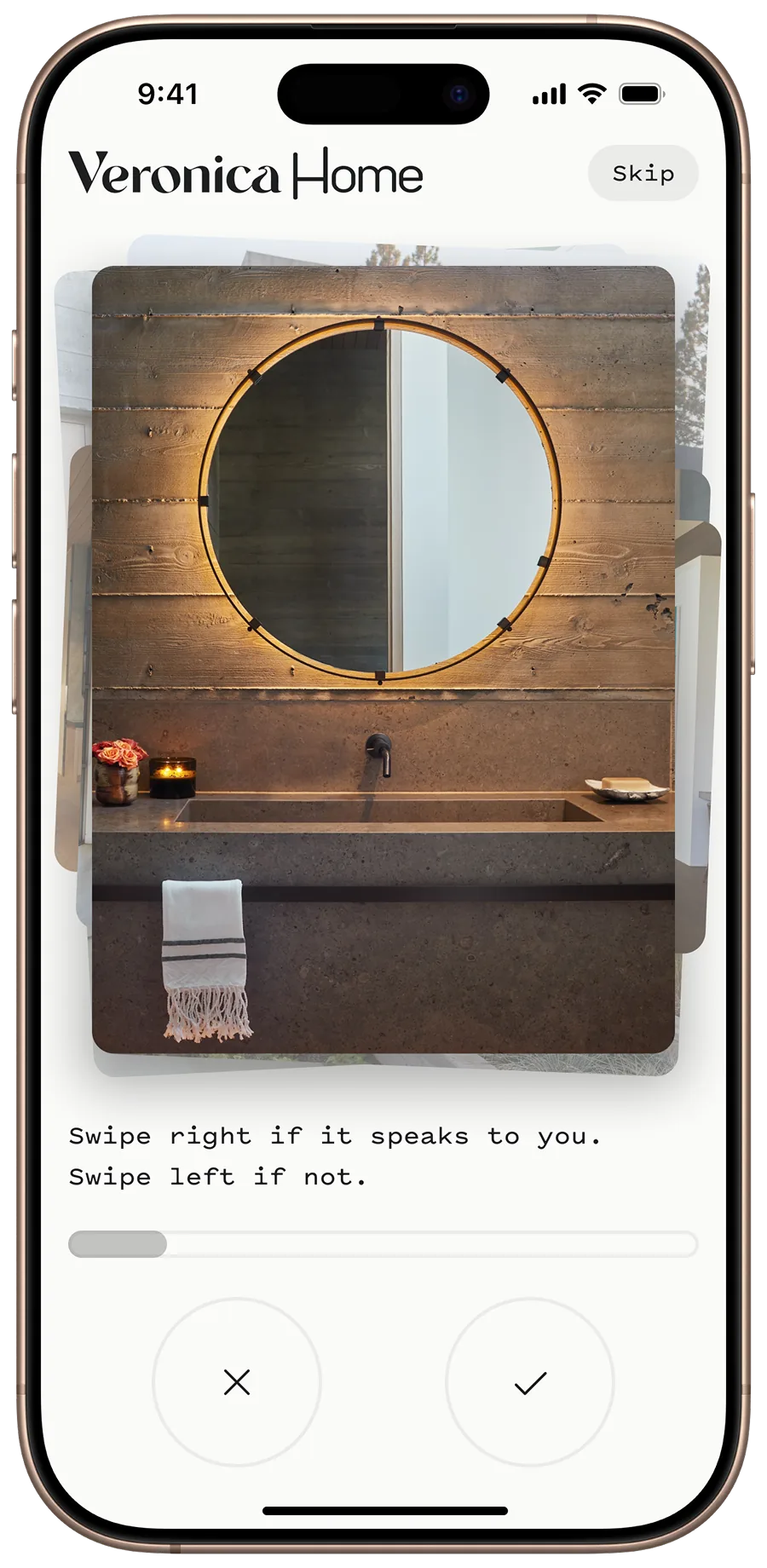 App swipe interface on a mobile device
